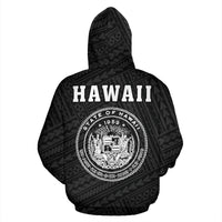 Polynesian Kakau Seal of Hawaii Hoodie White - Polynesian Pride