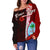 Guam Polynesian Custom Personalised Women's Off Shoulder Sweater - Coat Of Arm With Hibiscus - Polynesian Pride