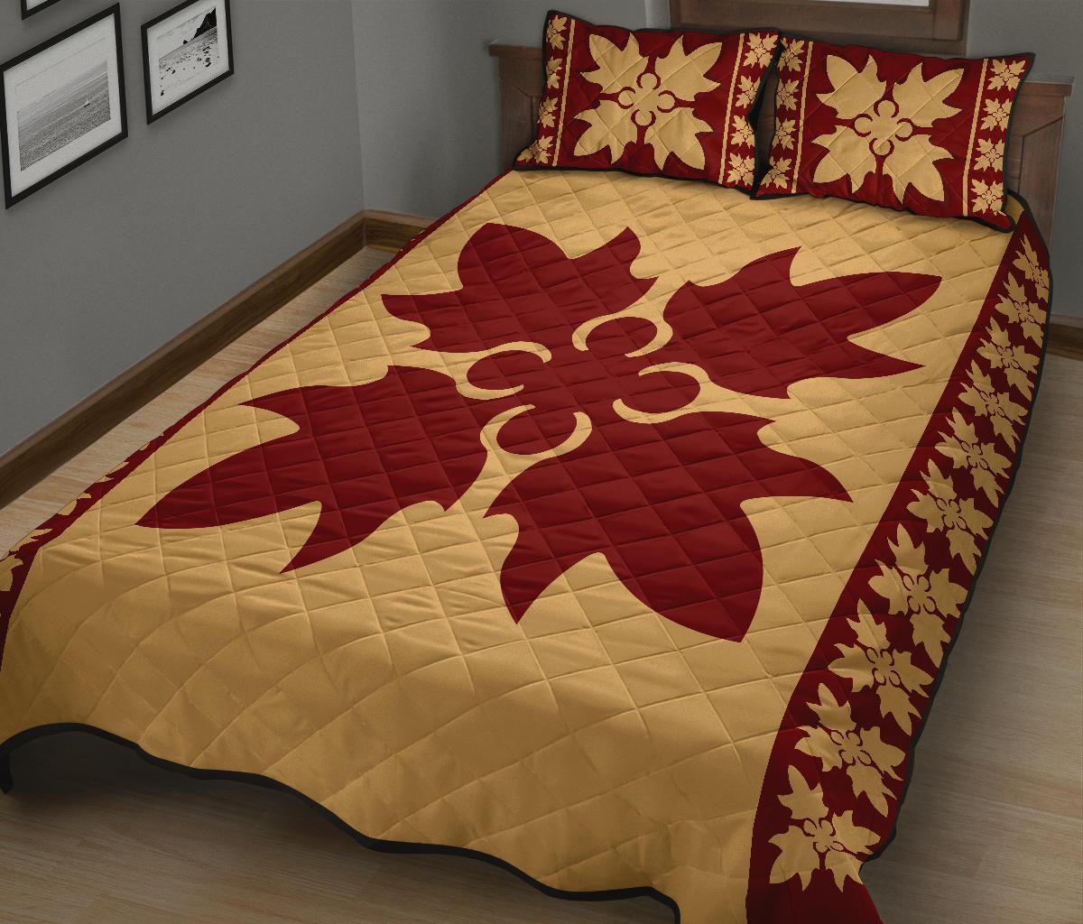 Hawaiian Quilt Pattern Palm Tree Swell Quilt Bed Set - Polynesian Pride