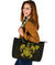 Hawaii Kakau Polynesian Turtle Map Large Leather Tote - Yellow - Polynesian Pride