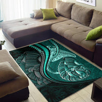 Fish Hook Area Rug Manta Polynesian Turquoise - Polynesian Pride