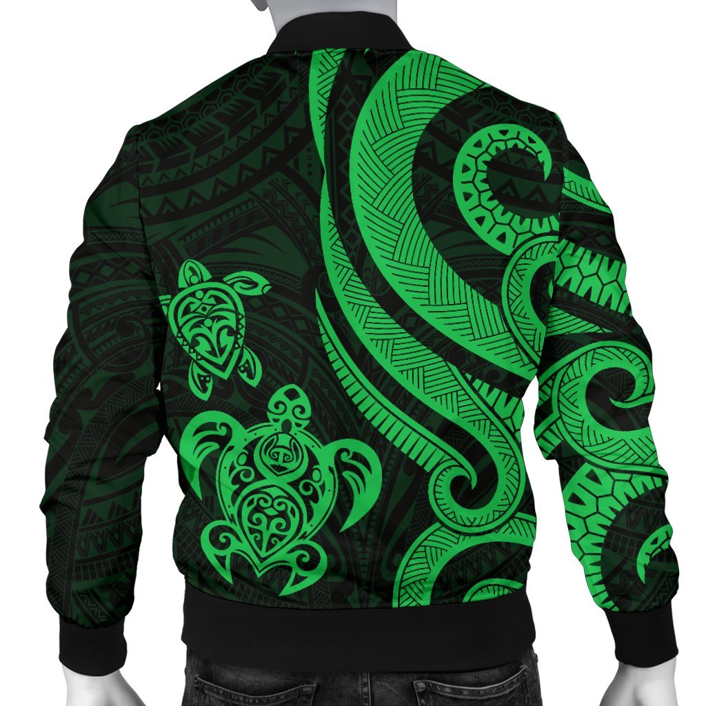 Northern Mariana Men's Bomber Jacket - Tentacle Turtle Green - Polynesian Pride