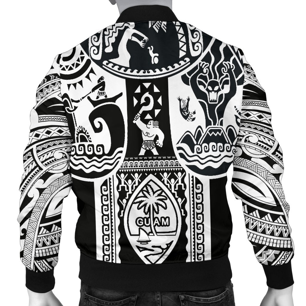 Polynesian Men's Bomber Jackets - Guam Flag, Seal with Maui Moana Tattoo - Polynesian Pride