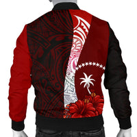 Chuuk Micronesia Custom Personalised Men's Bomber Jacket - Coat Of Arm With Hibiscus - Polynesian Pride