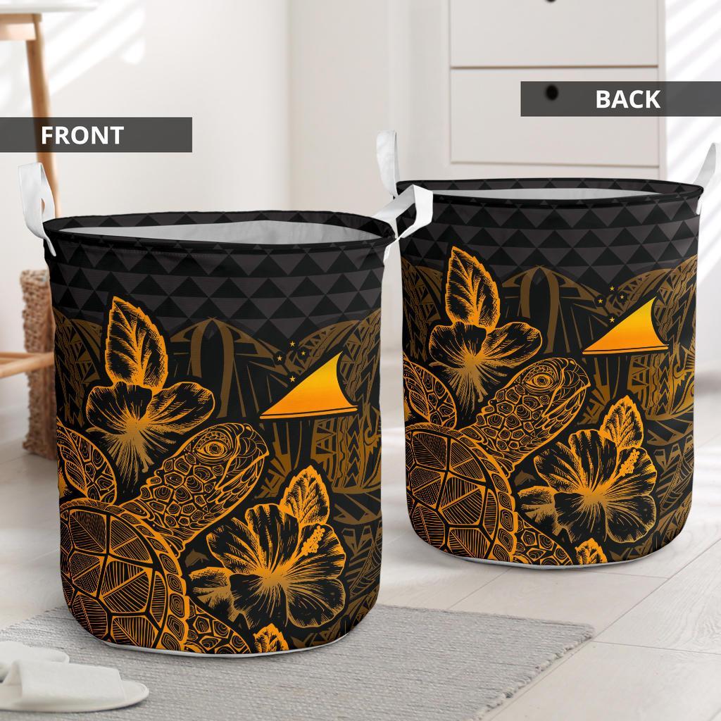 Tokelau Laundry Basket - Polynesian Turtle Hibiscus Gold - Polynesian Pride