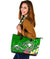 Pohnpei Large Leather Tote Bag - Turtle Plumeria (Green) - Polynesian Pride