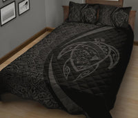 Hawaii Turtle Map Polynesian Quilt Bed Set - Gray - Circle Style - Polynesian Pride