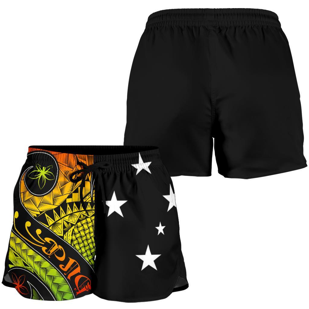 Papua New Guinea Women's Shorts - PNG Bird And Polynesian Decorative Pattern - Polynesian Pride