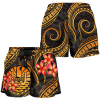 Tahiti Polynesian Women Shorts - Gold Plumeria - Polynesian Pride