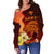 Hawaii Women's Off Shoulder Sweater - Tribal Tuna Fish - Polynesian Pride