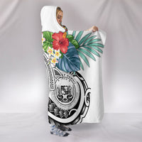 Polynesian Hawaii Hooded Blanket - Summer Plumeria (White) - Polynesian Pride
