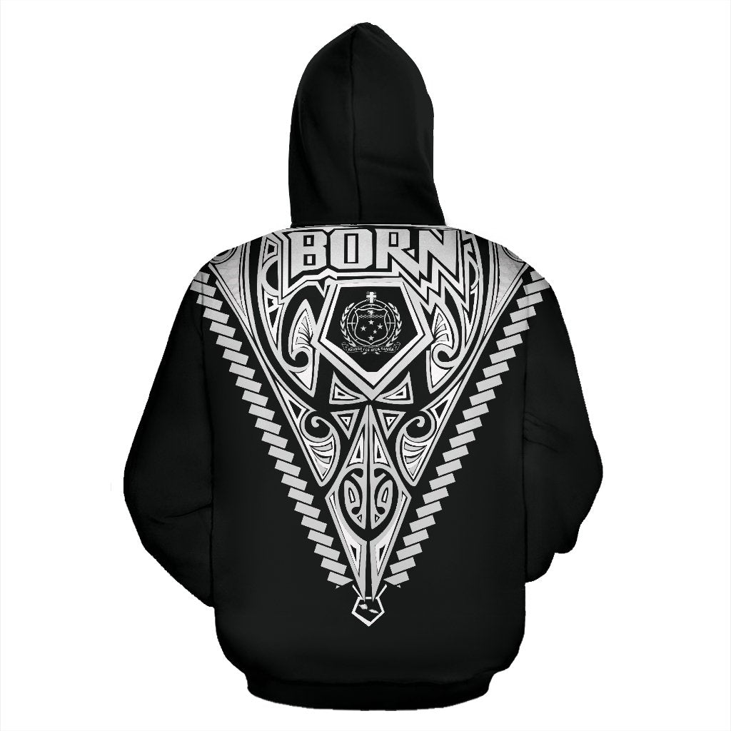 Born Samoa Hoodie Samoa Coat of Arms Polynesian Tattoo White - Polynesian Pride