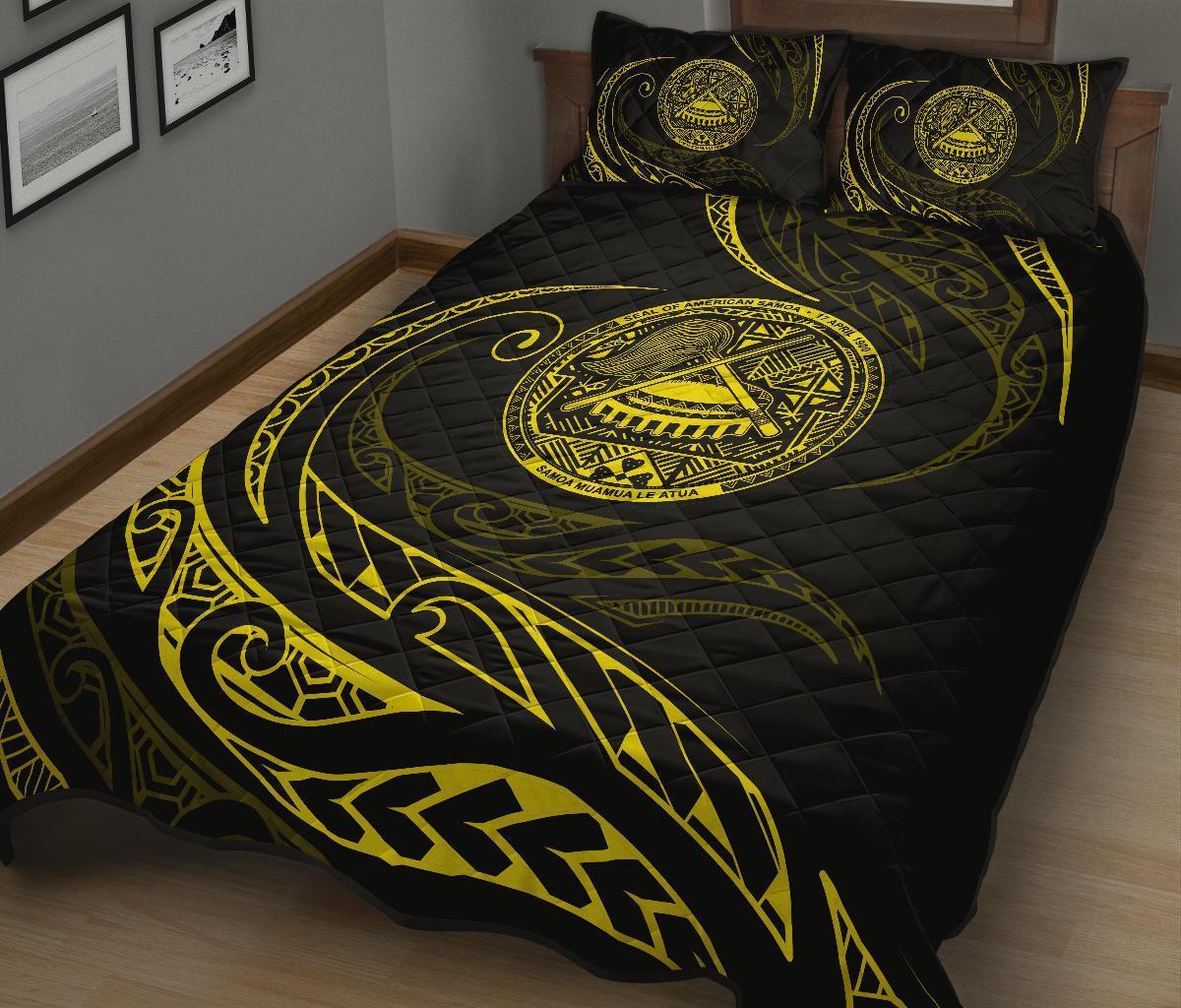 American Samoa Quilt Bed Set - Yellow - Frida Style - Polynesian Pride