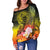 American Samoa Polynesian Custom Personalised Women's Off Shoulder Sweater - Humpback Whale with Tropical Flowers - Polynesian Pride