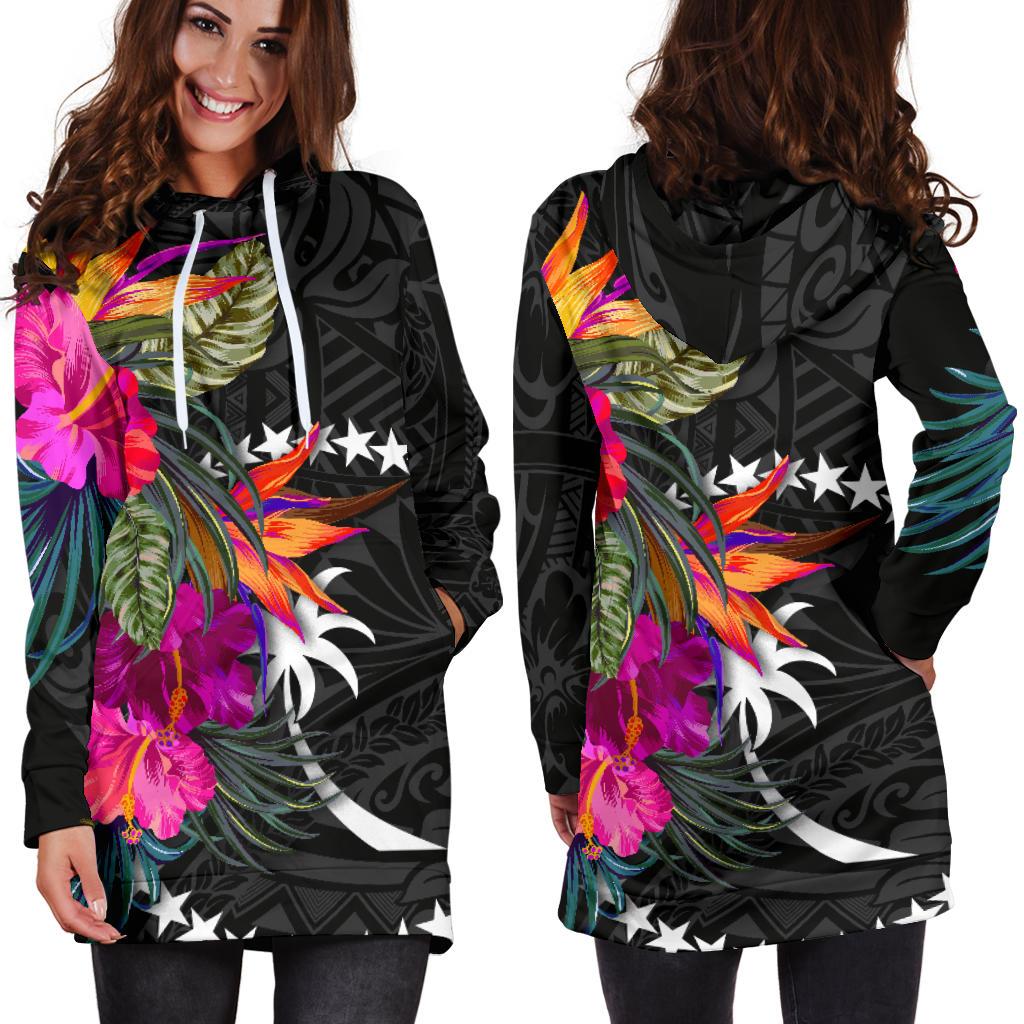 Chuuk Women's Hoodie Dress - Polynesian Hibiscus Pattern - Polynesian Pride