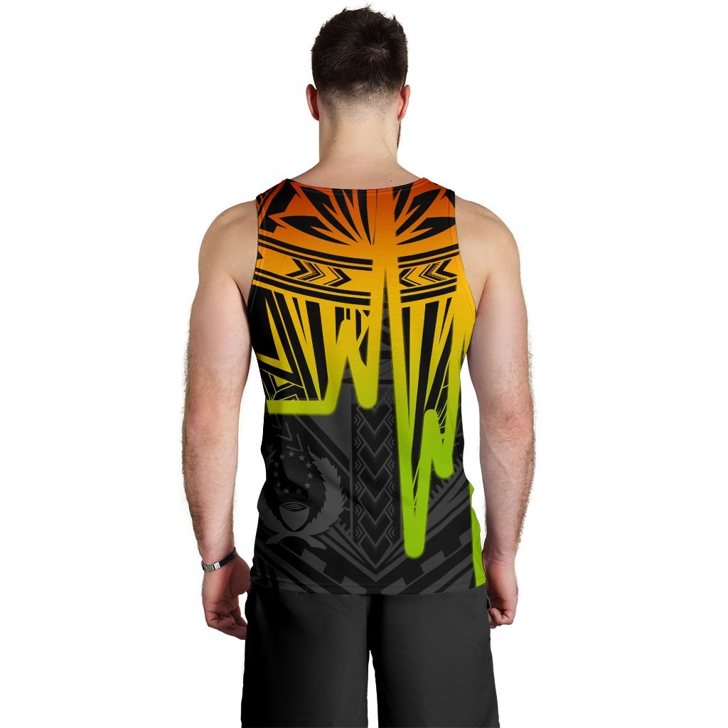 Pohnpei Personalised Men's Tank Top - Pohnpei Seal In Heartbeat Patterns Style (Reggae) - Polynesian Pride