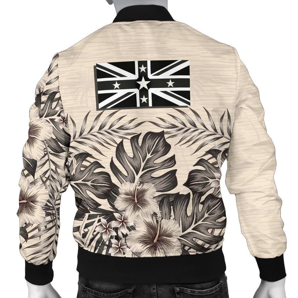 Niue Men's Bomber Jacket - The Beige Hibiscus - Polynesian Pride