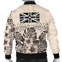 Niue Men's Bomber Jacket - The Beige Hibiscus - Polynesian Pride