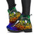 Yap Custom Personalised Leather Boots - Rainbow Polynesian Pattern - Polynesian Pride