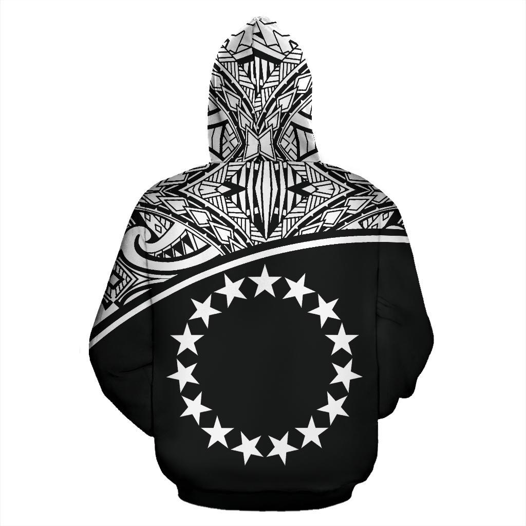 Cook Islands Polynesian Zip up Hoodie Curve Black - Polynesian Pride