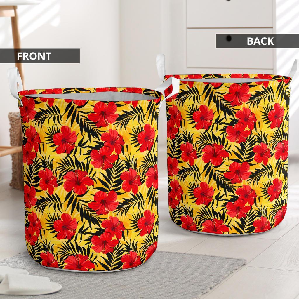 Tropical Flowers And Palm Leaves Hawaii Laundry Basket - Polynesian Pride