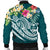 Guam Polynesian Men's Bomber Jacket - Summer Plumeria (Turquoise) - Polynesian Pride