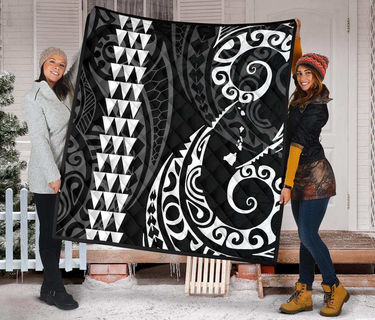 Hawaii Kakau White Polynesian Premium Quilt - Polynesian Pride