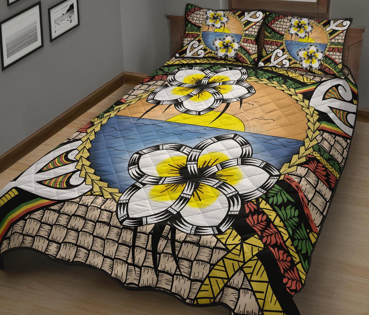 Hawaii Plumeria Pattern Limited Quilt Bed Set - Polynesian Pride