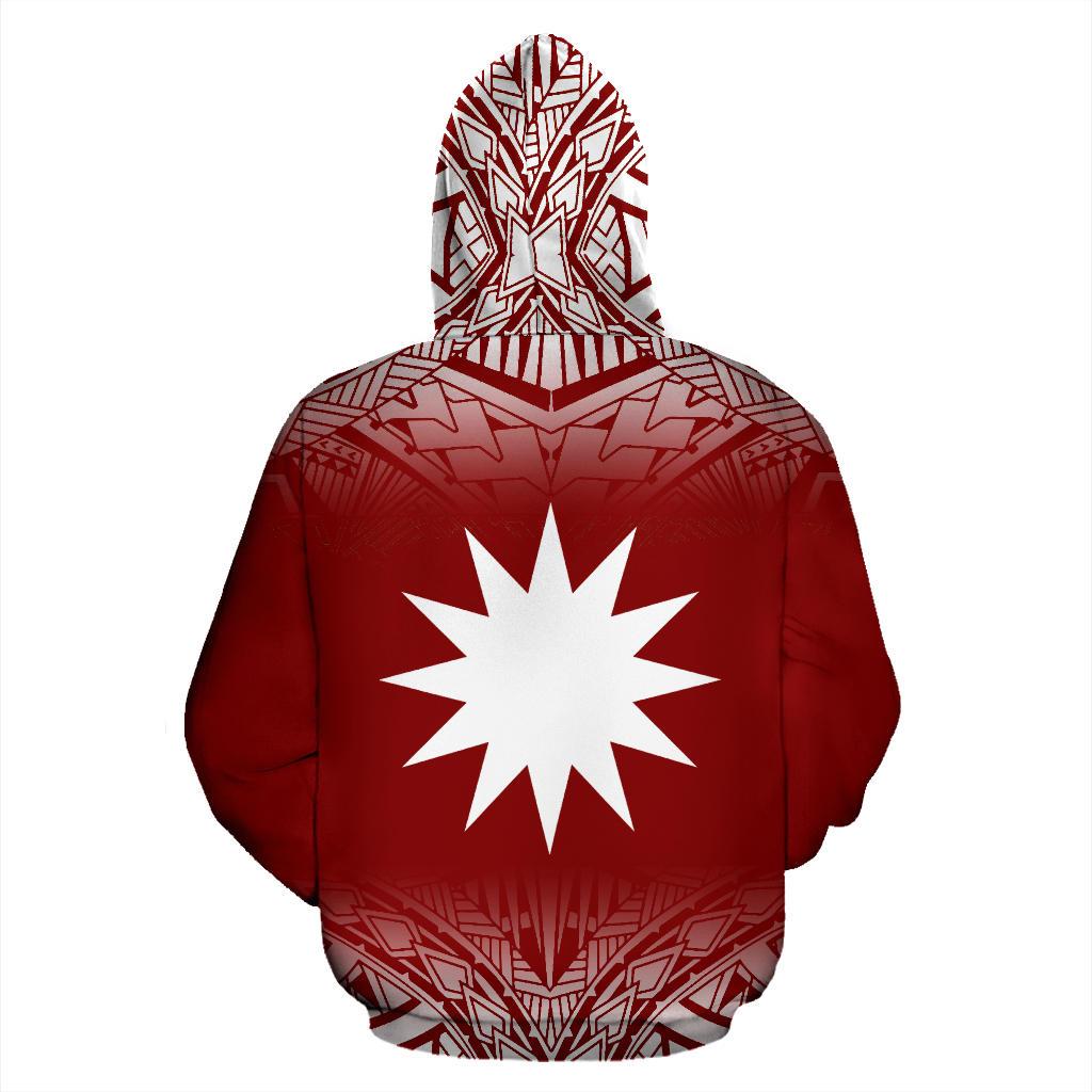 Nauru Custom All Over Hoodie Fog Red - Polynesian Pride