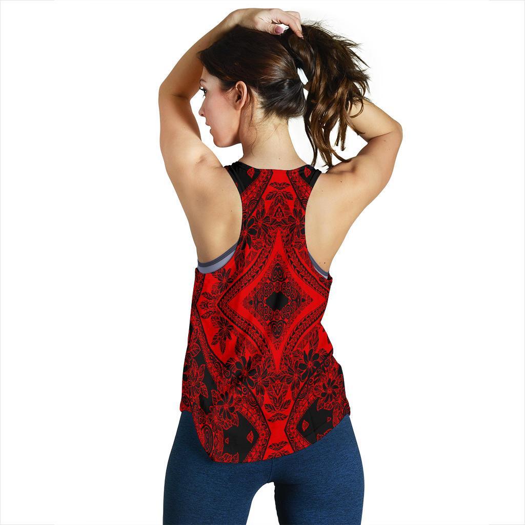 Polynesian Plumeria Mix Red Black Women's Racerback Tank Top - Polynesian Pride
