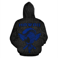 Polynesian Kakau Helmet Weapon Blue Kanaka Warrior Hoodie (Zip) - Polynesian Pride