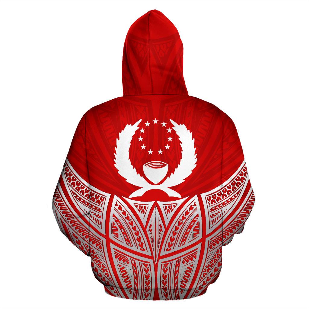 Pohnpei Polynesian Hoodie Red Pride Map nd Seal - Polynesian Pride