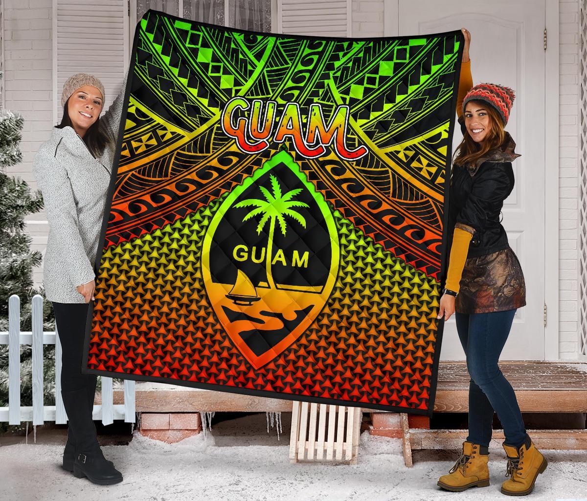 Polynesian Guam Premium Quilt - Reggae Vintage Polynesian Patterns - Polynesian Pride