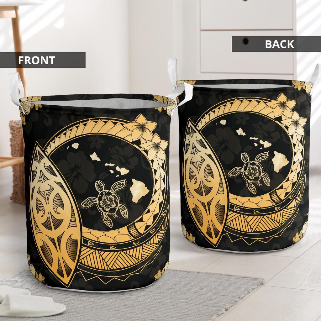 Hawaii Turtle Hibiscus Map Polynesian Laundry Basket AH - Polynesian Pride
