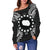 Cook Islands Polynesian Shoulder Sweater Map Black - Polynesian Pride