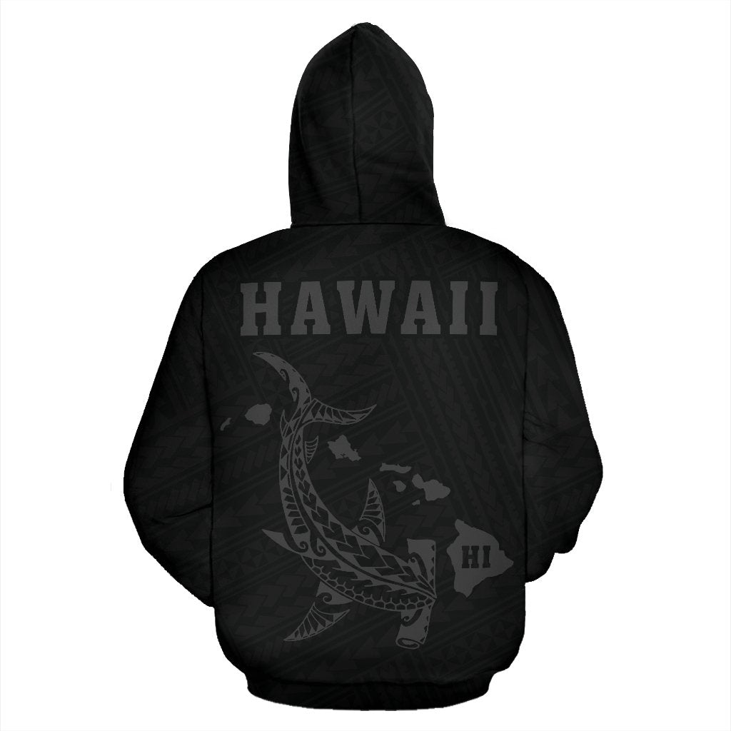 Hawaii Kakau Polynesian Gray Hammerhead Shark Hoodie (Zip) - Polynesian Pride