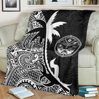 Marshall Islands Coconut Tree Premium Blanket Black White - Polynesian Pride