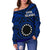 Cook Island Women's Off Shoulder Sweater - Seal With Polynesian Tattoo Style ( Blue) - Polynesian Pride