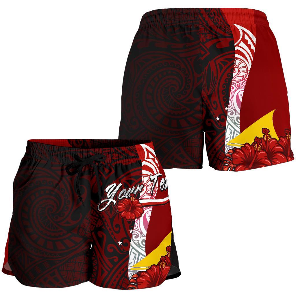 Tokelau Polynesian Custom Personalised Women's Shorts - Coat Of Arm With Hibiscus - Polynesian Pride