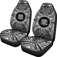 Papua New Guinea Car Seat Cover - Papua New Guinea Coat Of Arms Polynesian White Black - Polynesian Pride