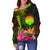 Northern Mariana Islands Polynesian Women's Off Shoulder Sweater - Hibiscus and Banana Leaves - Polynesian Pride