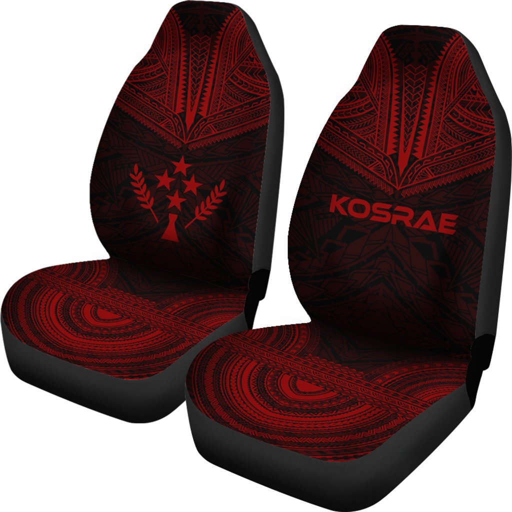 Kosrae Car Seat Cover - Kosrae Flag Polynesian Chief Tattoo Red Version - Polynesian Pride