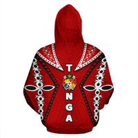Tonga All Over Zip up Hoodie Ngatu Coat of Arms - Polynesian Pride