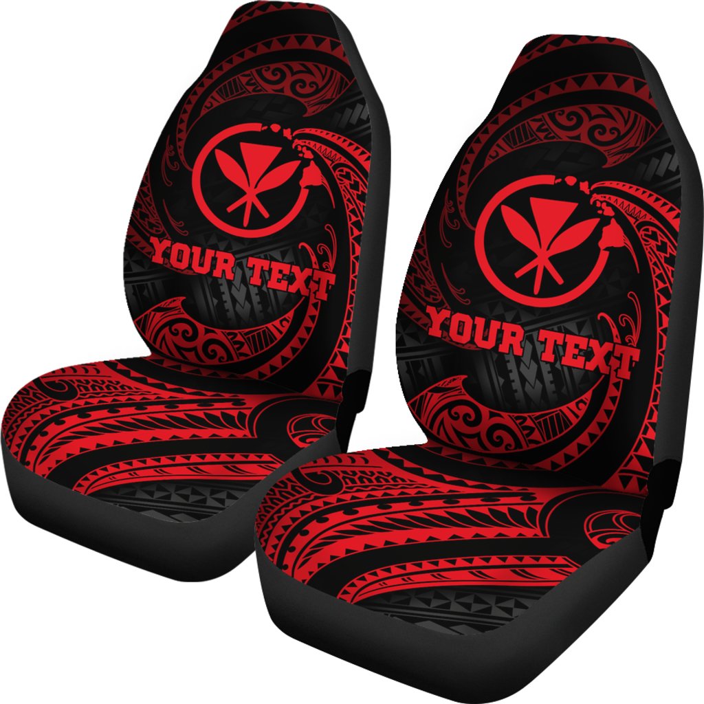 Hawaii Polynesian Custom Personalised Car Seat Covers - Red Tribal Wave - Polynesian Pride