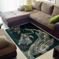 Hawaii Tropical Hibiscus Aumakua Rug - Lucas Style - Green Rug - Polynesian Pride