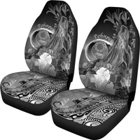 Pohnpei Car Seat Covers - Humpback Whale with Tropical Flowers (White) - Polynesian Pride