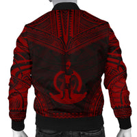 Vanuatu Polynesian Chief Men's Bomber Jacket - Red Version - Polynesian Pride
