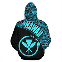 Hawaii Zip up Hoodie Hawaii Kanaka Maoli Polynesian Tattoo Black Blue Version - Polynesian Pride
