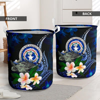 Northern Mariana Islands Polynesian Laundry Basket - Turtle With Plumeria Flowers - Polynesian Pride