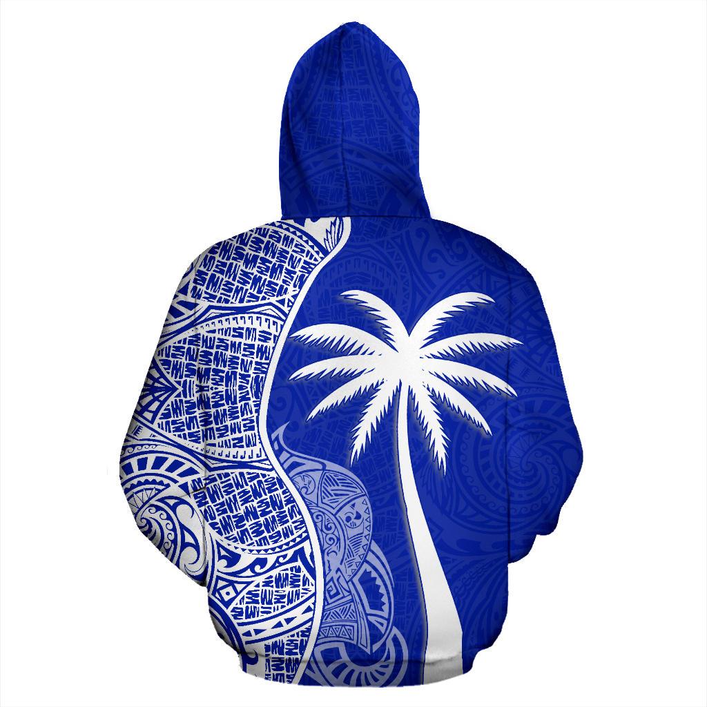 Tuvalu Polynesian Zip up Hoodie Coconut Tree Blue - Polynesian Pride